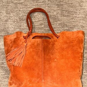 Elegant Suede Orange Tote Bag